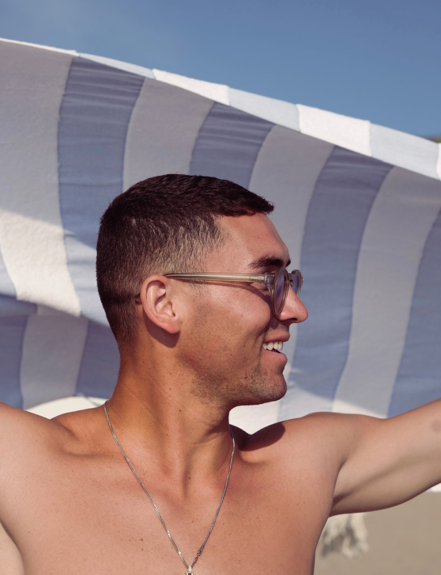 Terry Stripe Towel - Maliblue