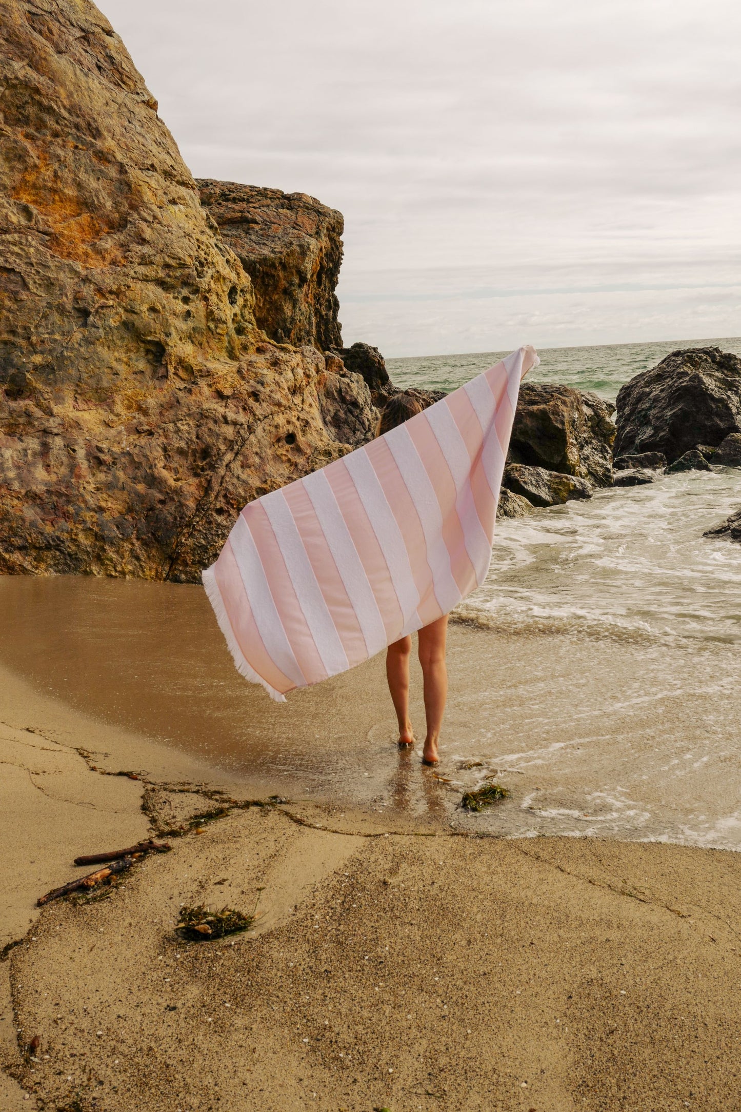 Terry Stripe Towel - Beverly Peach